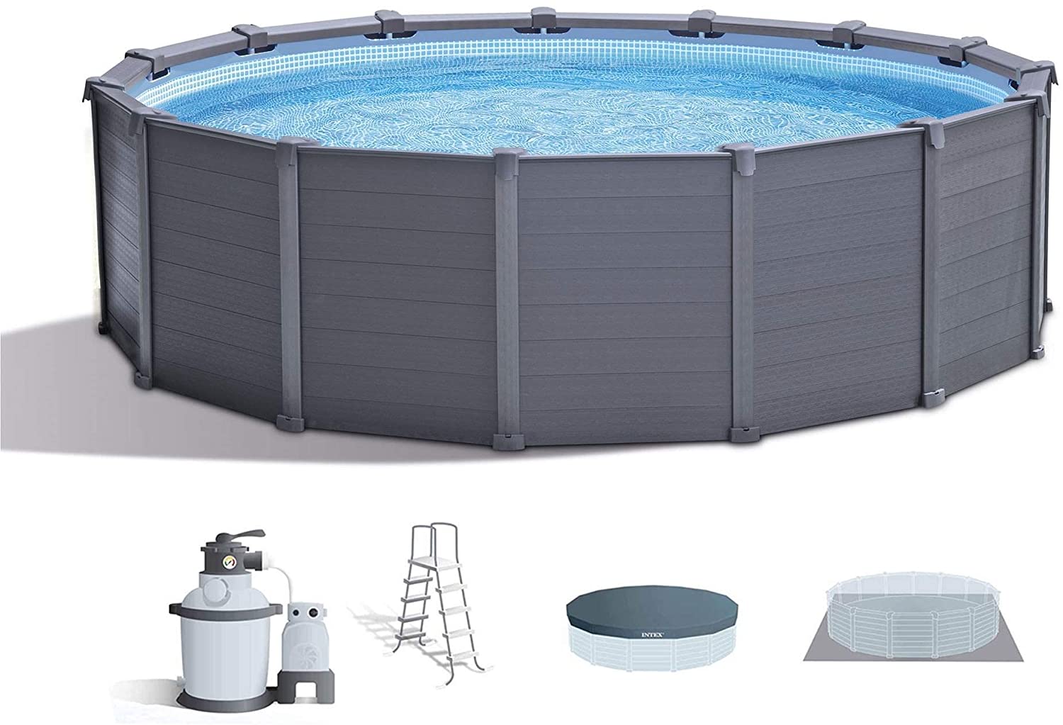 Intex 15.6ft x 49in Above Ground Swimming Pool Set w/Sand Filter Pump & Ladder