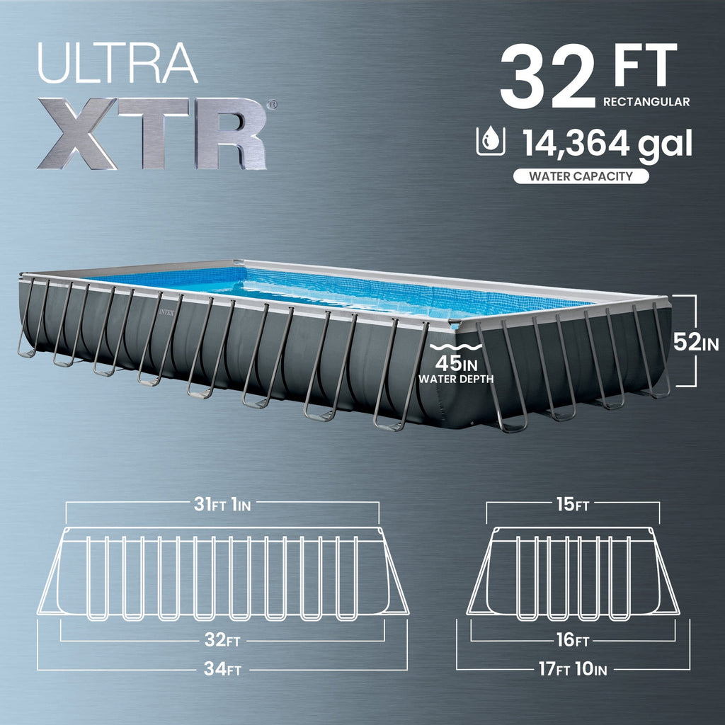 Intex 32' x 16' x 52" Rectangular Ultra XTR Frame Above Ground Swimming Pool Set